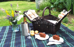 Brown Picnic Basket for Two