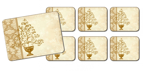 Elegant Gold Christmas Tree Placemats by Jason