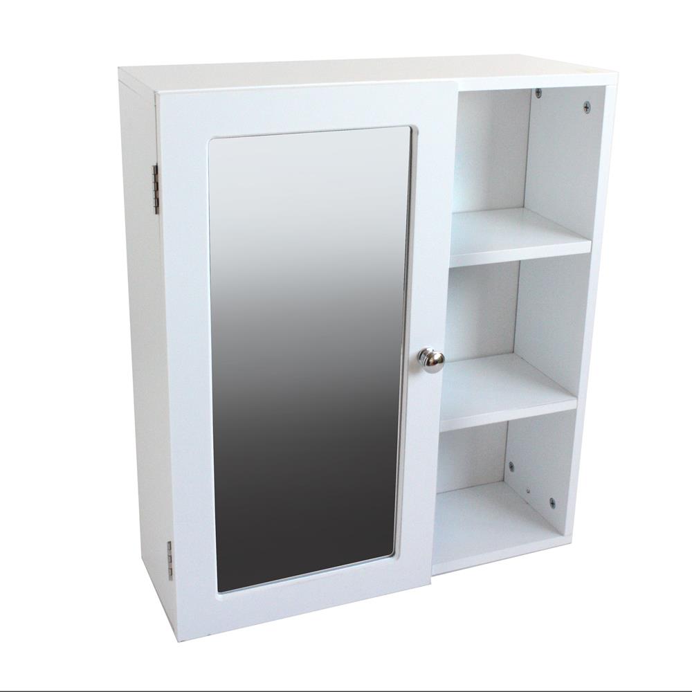 Single Mirrored Door Bathroom Wall Cabinet with 3 Shelves