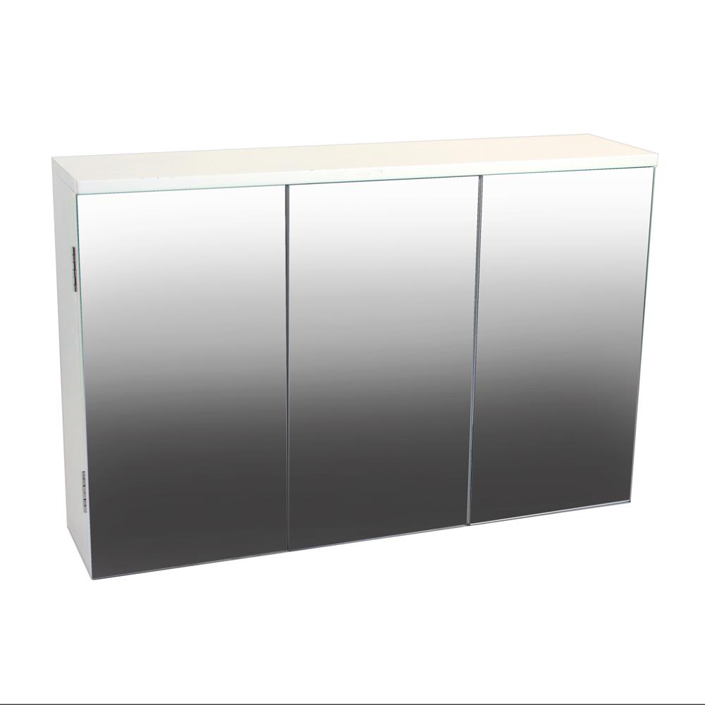 White Mirrored 3 Door Bathroom Cabinet - 59.95