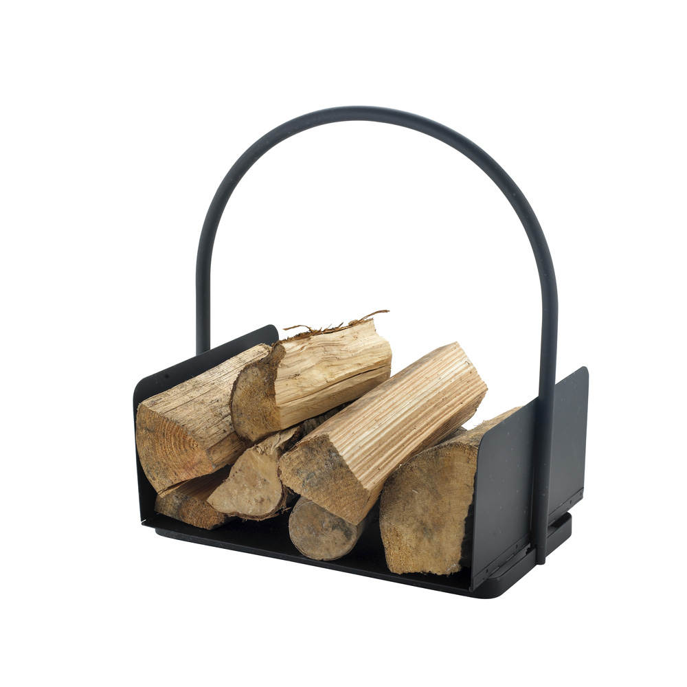 Black Log Carrier with Handle Roman At Home