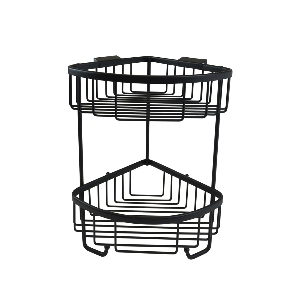 Double Corner Shower Basket in matt black