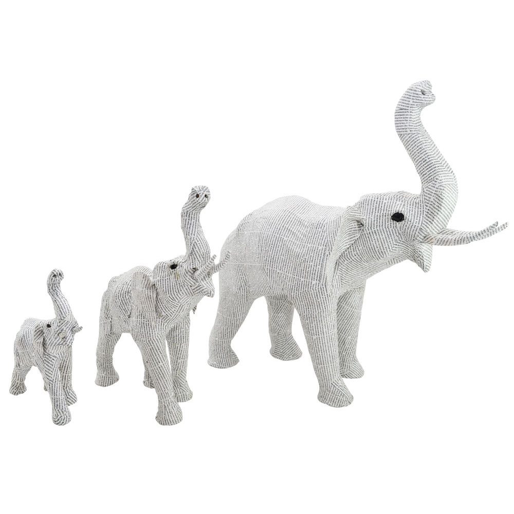 Recycled Large Newsprint Elephant Home Ornament