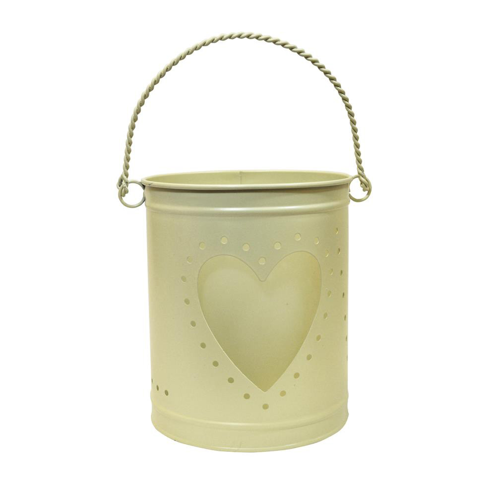 Cream Heart Tealight Round Lantern