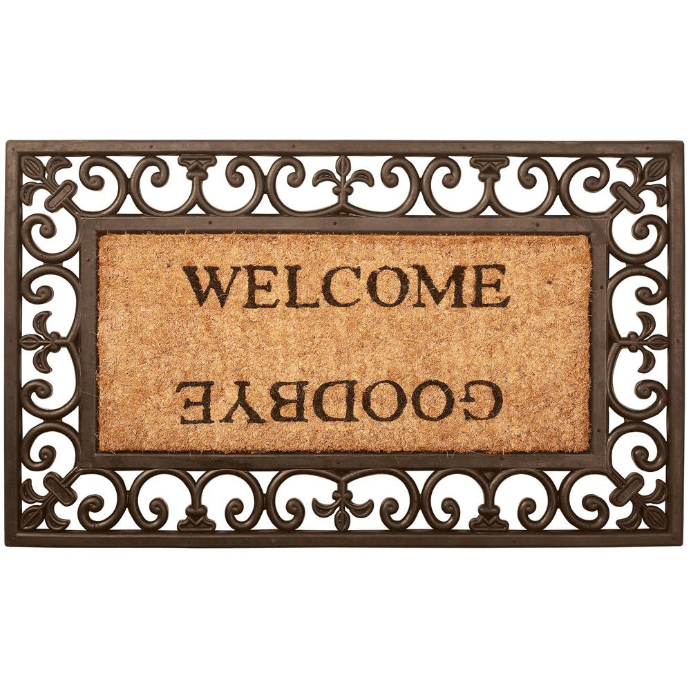 Traditional Scroll Welcome & Goodbye Coir Rubber Doormat