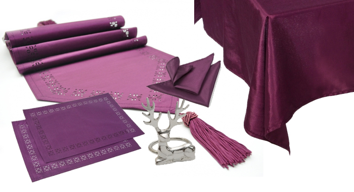 Purple Table Linen and Christmas Accessories